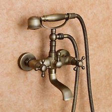 Ottone antico rame vasca da bagno rubinetto miscelatore doccia palmare con